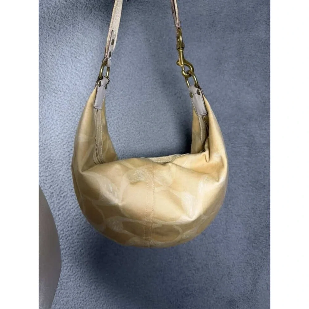 Coach Ergo Signature Hobo Bag‎ Tan Cream Jacquard Brass Hardware M05J-133